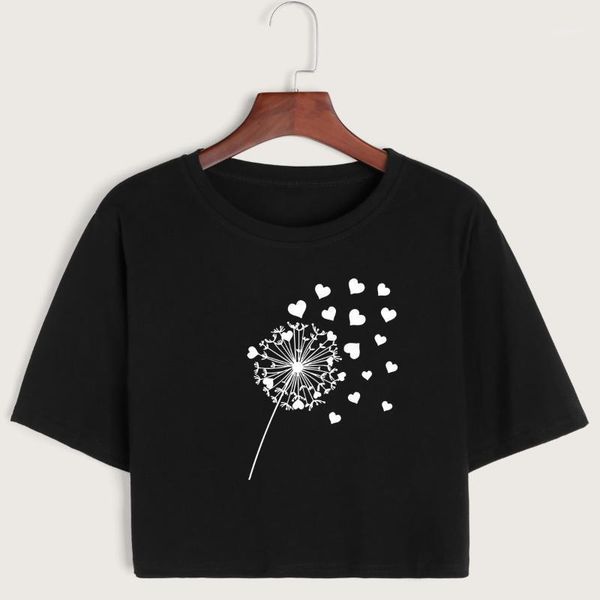women's t-shirt dandelion wildflower crop shirt cropped tee summer short sleeve cotton girls graphic t-shirts, White
women's t-shirt dandelion wildflower crop shirt cropped tee summer short sleeve cotton girls graphic t-shirts, White