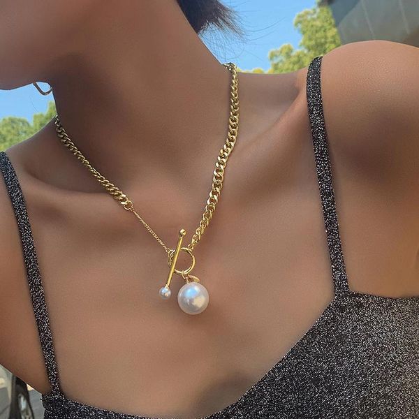 big simulated pearl pendant necklaces for women asymmetric chains toggle collares punk goth jewelry girls gift, Silver
big simulated pearl pendant necklaces for women asymmetric chains toggle collares punk goth jewelry girls gift, Silver