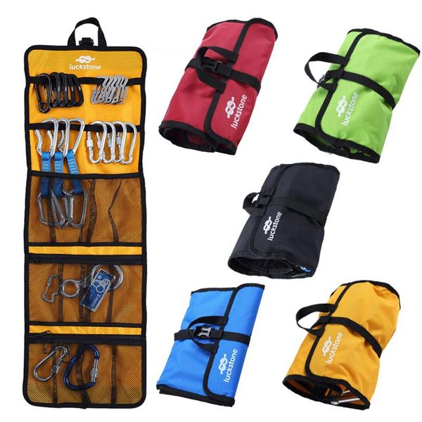 rock climbing storage bag gear equipment organized carabiner cords, slings and webbing
rock climbing storage bag gear equipment organized carabiner cords, slings and webbing