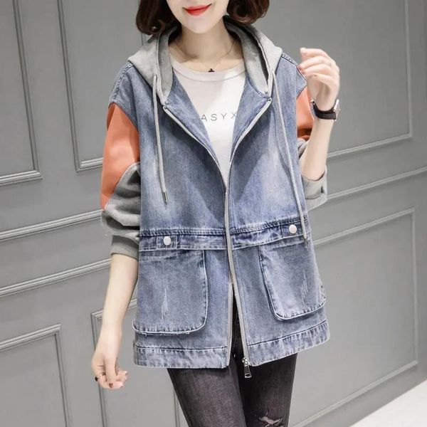 women's trench coats hooded denim jacket women spring autumn loose coat 2021 cowgirl baseball uniform windbreakers outerwear female, Tan;black
women's trench coats hooded denim jacket women spring autumn loose coat 2021 cowgirl baseball uniform windbreakers outerwear female, Tan;black