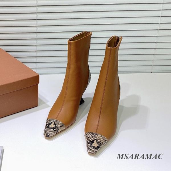 boots strange heel ankle italian design office ladies pointed toe short women's back zipper brown leather, Black
boots strange heel ankle italian design office ladies pointed toe short women's back zipper brown leather, Black
