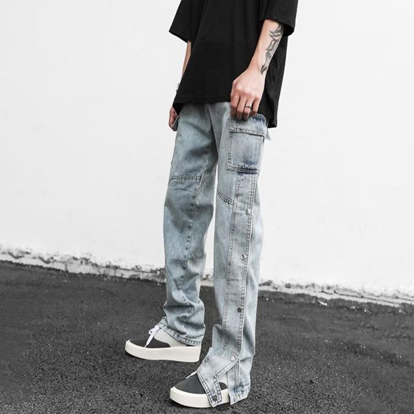men's jeans thrc tide brand european and american high street wind breasted hip hop old button loose straight trousers, Blue
men's jeans thrc tide brand european and american high street wind breasted hip hop old button loose straight trousers, Blue