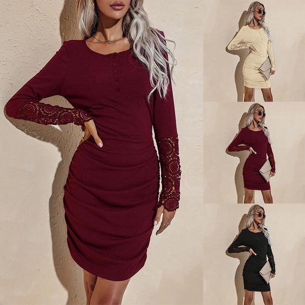casual dresses fashion women ruched sheath dress, adults solid color round neck lace sleeve, 2022 autumn winter, Black;gray
casual dresses fashion women ruched sheath dress, adults solid color round neck lace sleeve, 2022 autumn winter, Black;gray