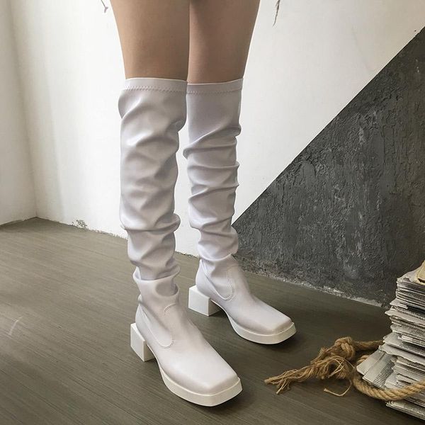 boots deat 2021 autumn and winter fashion casual white square head thick knee pleated high heel women shoes sg100, Black
boots deat 2021 autumn and winter fashion casual white square head thick knee pleated high heel women shoes sg100, Black