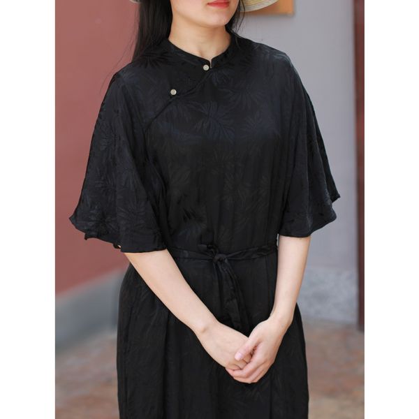 luxury casual dresses women's rayon jacquard chine stand collar flared sleeve loose cheongsam drs national style long skirt summer 2142, Black;gray
luxury casual dresses women's rayon jacquard chine stand collar flared sleeve loose cheongsam drs national style long skirt summer 2142, Black;gray