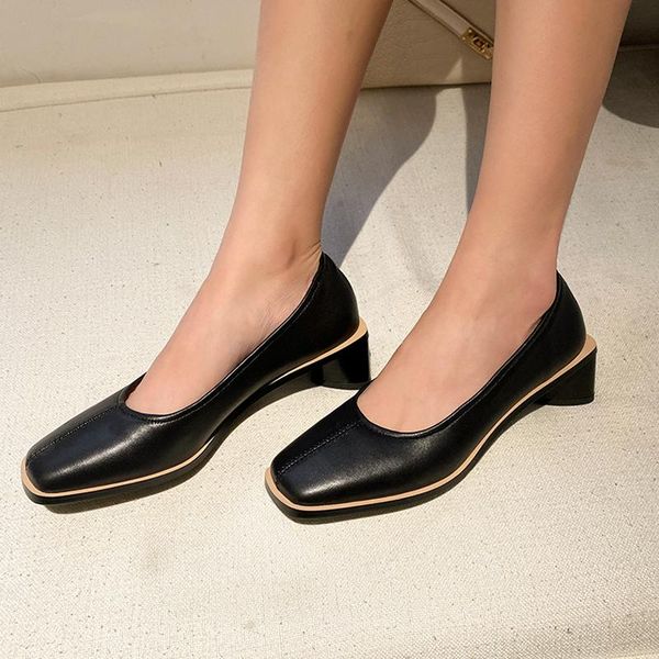 dress shoes genuine leather basic women pumps elegant square toe shallow slip on female woman, Black
dress shoes genuine leather basic women pumps elegant square toe shallow slip on female woman, Black