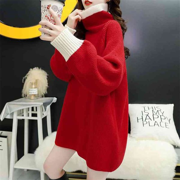 women oversize basic knitted turtleneck sweater female solid collar pullovers warm style 210427, White;black
women oversize basic knitted turtleneck sweater female solid collar pullovers warm style 210427, White;black