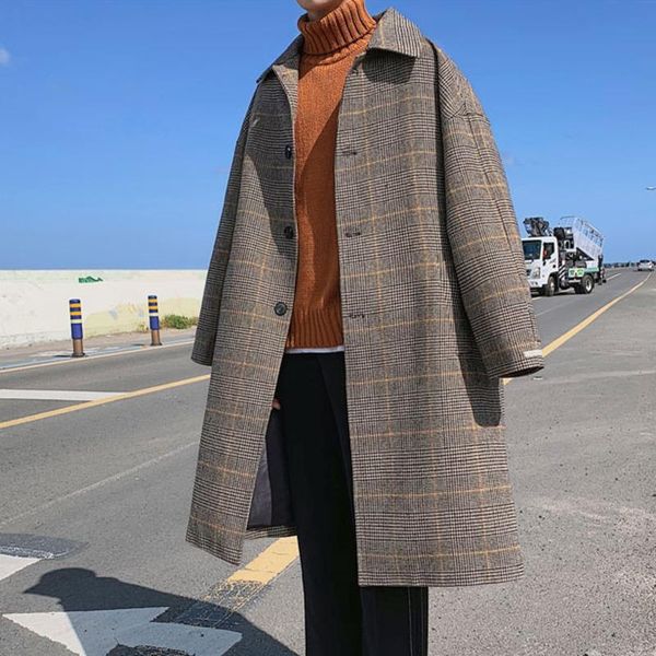 men's wool & blends ewq / wear 2021 long sleeve button plaid patchwork turn-down collar loose coat man's korea personality jacket, Black
men's wool & blends ewq / wear 2021 long sleeve button plaid patchwork turn-down collar loose coat man's korea personality jacket, Black
