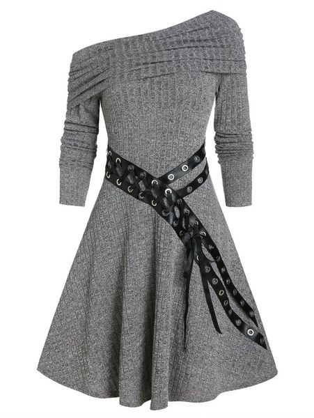 casual dresses wipalo autumn women one shoulder belted knitted a line mini dress vestidos femme plus size long sleeves party, Black;gray
casual dresses wipalo autumn women one shoulder belted knitted a line mini dress vestidos femme plus size long sleeves party, Black;gray
