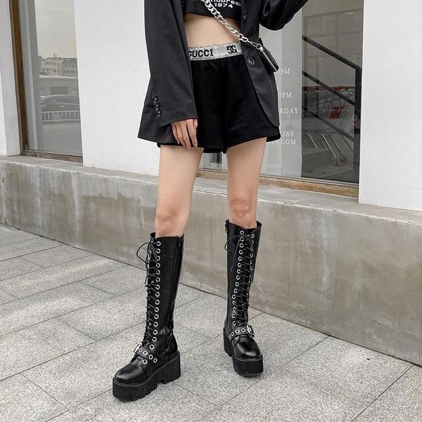 boots platform 2021 winter waterproof buckle thick heel high knight slope tube women's, Black
boots platform 2021 winter waterproof buckle thick heel high knight slope tube women's, Black