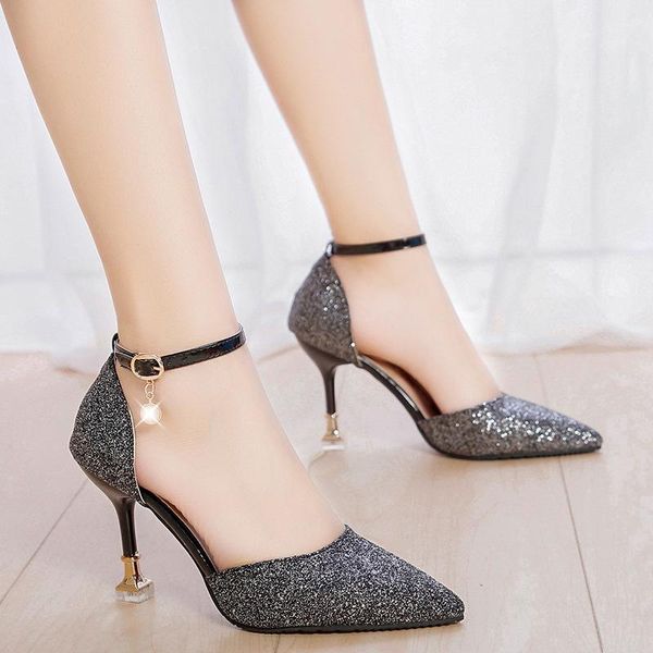 dress shoes high heels ladies pumps women woman stiletto buckle strap casual silver sequin bling pointed toe sandals, Black
dress shoes high heels ladies pumps women woman stiletto buckle strap casual silver sequin bling pointed toe sandals, Black