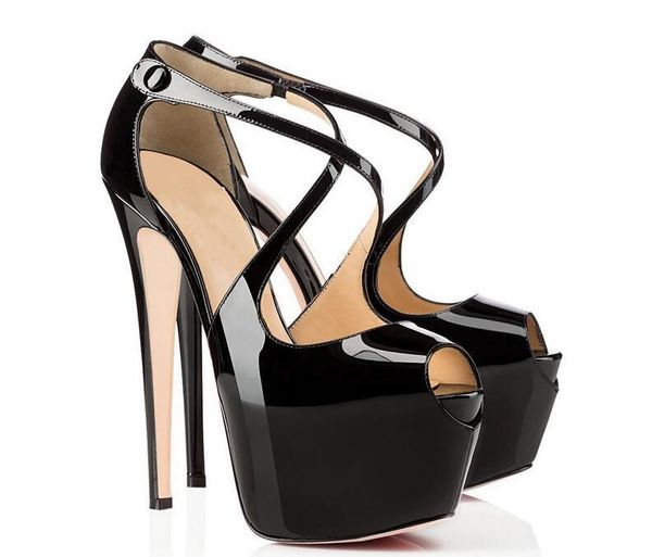 cross strap pumps platform heels peep toe extreme high party shoes women nude 16cm fashion shoe size46 sandals, Black
cross strap pumps platform heels peep toe extreme high party shoes women nude 16cm fashion shoe size46 sandals, Black
