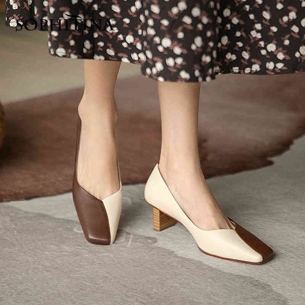 sophitina female pumps stitching high-quality sheepskin thick heel shoes color matching square toe tpr women's shoes daily ao317 210513, Black
sophitina female pumps stitching high-quality sheepskin thick heel shoes color matching square toe tpr women's shoes daily ao317 210513, Black