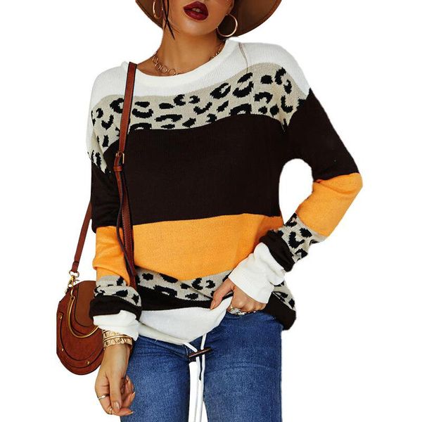 women's sweaters winter fashion leopard patchwork autumn 2021 ladies knitted sweater women o-neck full sleeve jumper pullovers, White;black
women's sweaters winter fashion leopard patchwork autumn 2021 ladies knitted sweater women o-neck full sleeve jumper pullovers, White;black