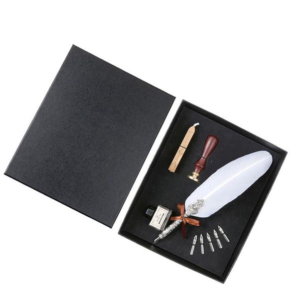 refills antique europe style feather fountain pen set quill calligraphy writing with sealing wax, Black;red
refills antique europe style feather fountain pen set quill calligraphy writing with sealing wax, Black;red