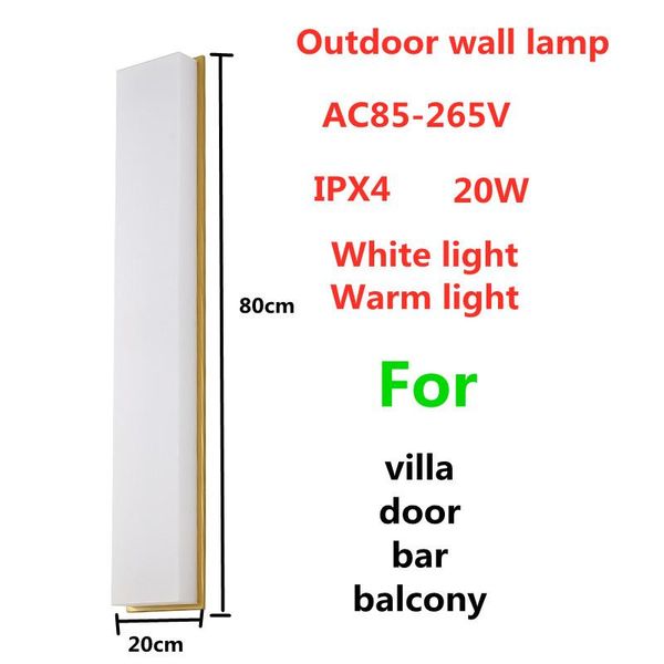 modern led lamp outdoor wall ipx4 waterproof decor for villa door bar balcony l80cm ac85-265v golden lights lamps
modern led lamp outdoor wall ipx4 waterproof decor for villa door bar balcony l80cm ac85-265v golden lights lamps