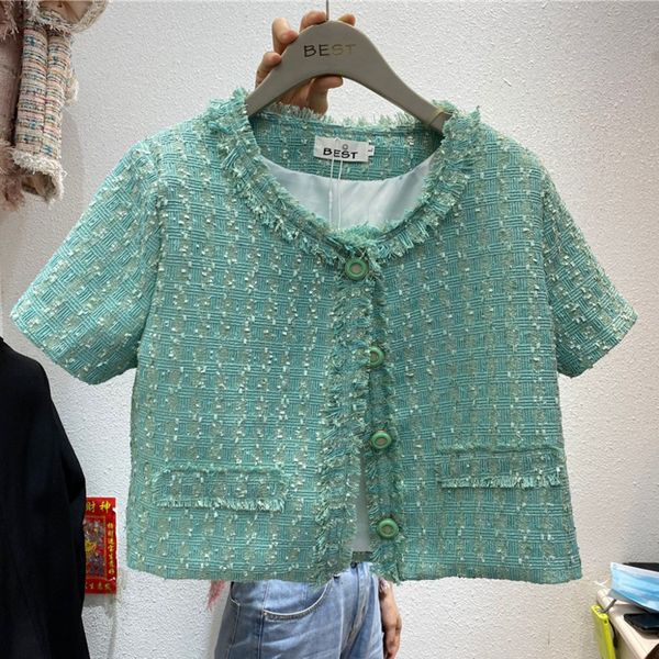 women's jackets summer elegant tweed jacket coat women vinatge short sleeve korean fashion casual crop female woo, Black;brown
women's jackets summer elegant tweed jacket coat women vinatge short sleeve korean fashion casual crop female woo, Black;brown