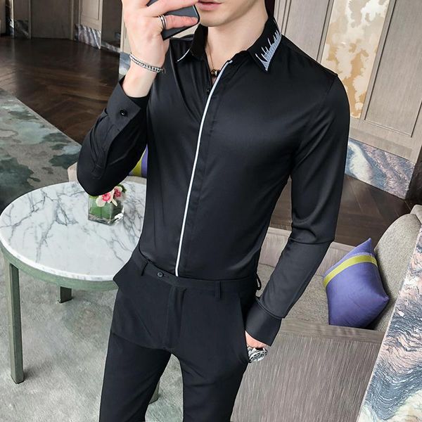 men's casual shirts black/white autumn fashion embroidery collar men long sleeve simple slim fit club tuxedo chemise homme 3xl, White;black
men's casual shirts black/white autumn fashion embroidery collar men long sleeve simple slim fit club tuxedo chemise homme 3xl, White;black