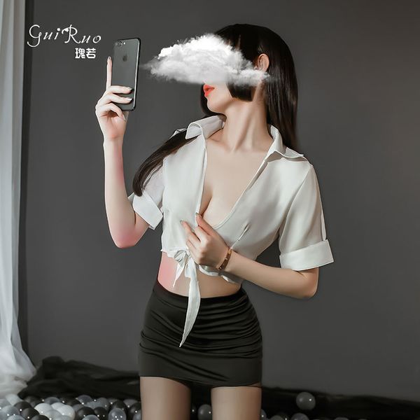 Underwear Perspective Temperament Guiruo Cardigan Sexy Bag Hip Skirt Ol Teacher Uniform Temptation Passion 088, White;black
Underwear Perspective Temperament Guiruo Cardigan Sexy Bag Hip Skirt Ol Teacher Uniform Temptation Passion 088, White;black