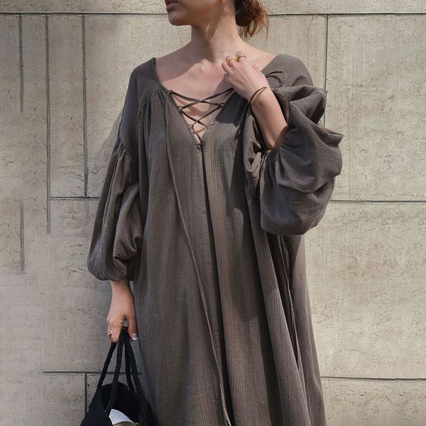 spring summer new bandage lantern sleeves loose solid v-neck a line ankle-length dress women 210421, Black;gray
spring summer new bandage lantern sleeves loose solid v-neck a line ankle-length dress women 210421, Black;gray