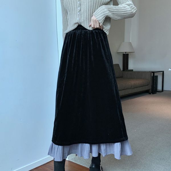 dress winter vintage stitching velvet pleated women spring harajuku high waist black long skirts 2021 student casual party skirt j3hf, Black;gray
dress winter vintage stitching velvet pleated women spring harajuku high waist black long skirts 2021 student casual party skirt j3hf, Black;gray