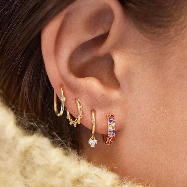 hoop & huggie multicolor cz zircon gold earrings for women 5 pair geometric small set jewelry wedding bijoux brincos, Golden;silver
hoop & huggie multicolor cz zircon gold earrings for women 5 pair geometric small set jewelry wedding bijoux brincos, Golden;silver