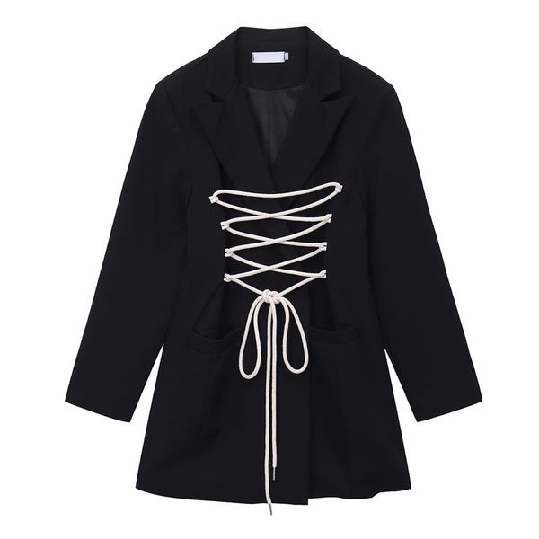 trendy slim coat office lady daily wear autumn nipped waist white crossover strap black women suit jacket women's jackets, Black;brown
trendy slim coat office lady daily wear autumn nipped waist white crossover strap black women suit jacket women's jackets, Black;brown