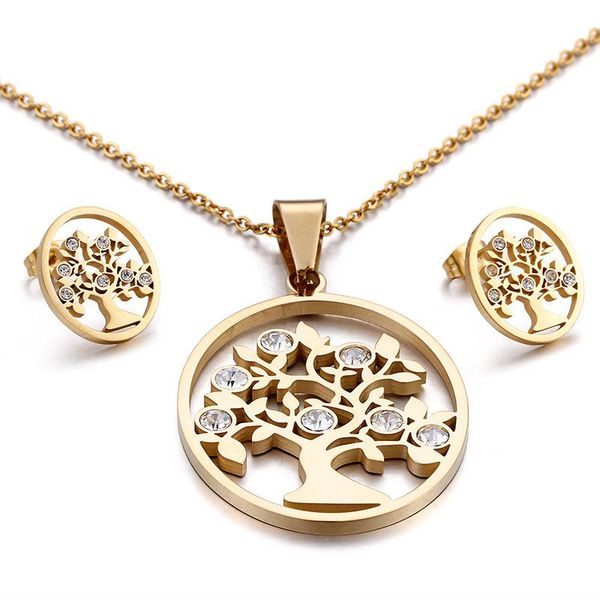 earrings & necklace gucy and set inlaid with zircon trees stainless steel jewelry for women gift, Silver
earrings & necklace gucy and set inlaid with zircon trees stainless steel jewelry for women gift, Silver