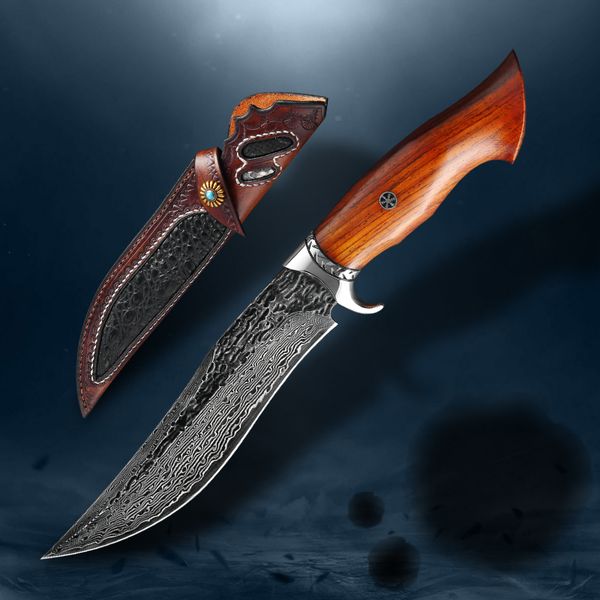 handmade hunting damascus steel fixed blade knife leather sheath dalbergia wood handle outdoor survival camping tool
handmade hunting damascus steel fixed blade knife leather sheath dalbergia wood handle outdoor survival camping tool