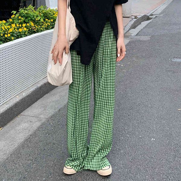 hzirip green plaid split high waist drape thin loose fashion all-match women summer straight pleated casual mopping pants 211124, Black;white
hzirip green plaid split high waist drape thin loose fashion all-match women summer straight pleated casual mopping pants 211124, Black;white