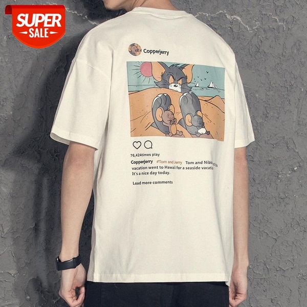 summer back cartoon print short-sleeved t-shirt men's trend half-sleeved hong kong style round neck #al2h, White;black
summer back cartoon print short-sleeved t-shirt men's trend half-sleeved hong kong style round neck #al2h, White;black