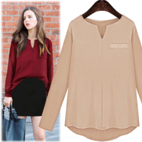 women's blouses & shirts 2021 spring summer women long sleeve solid color shirt casual v-neck pocket ladies blouse chemisier femme, White
women's blouses & shirts 2021 spring summer women long sleeve solid color shirt casual v-neck pocket ladies blouse chemisier femme, White