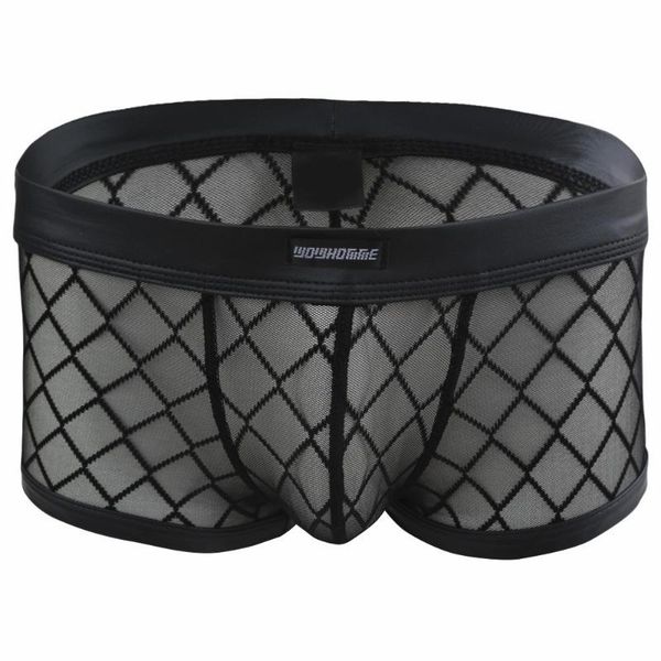 one-piece suits mens lingerie panties semi-see through mesh undershorts black gridding boxer shorts underpants faux leather waistband underw
one-piece suits mens lingerie panties semi-see through mesh undershorts black gridding boxer shorts underpants faux leather waistband underw