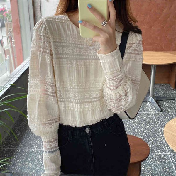 blouses korean style elegant lace shirt o-neck femme autumn chic solid shirts women blouses long sleeves loose, White
blouses korean style elegant lace shirt o-neck femme autumn chic solid shirts women blouses long sleeves loose, White