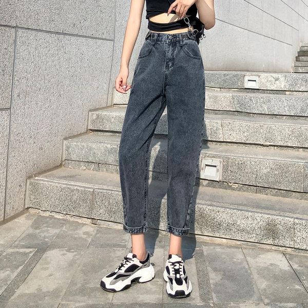 women's jeans loose women's haren pants mom spring summer female high waist elastic waistline blue / grey ankle length s-5xl
women's jeans loose women's haren pants mom spring summer female high waist elastic waistline blue / grey ankle length s-5xl