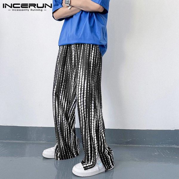 men's pants incerun 2021 korea style fashion pantalones men print split wide-leg pant loose straight drape leisure streetwear trousers, Black
men's pants incerun 2021 korea style fashion pantalones men print split wide-leg pant loose straight drape leisure streetwear trousers, Black
