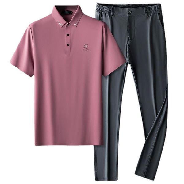 men's tracksuits haleychan mens slim-fit quick-dry golf shirt 2-piece suit short sleeve+trousers men outfit set ice silk business suits, Gray
men's tracksuits haleychan mens slim-fit quick-dry golf shirt 2-piece suit short sleeve+trousers men outfit set ice silk business suits, Gray