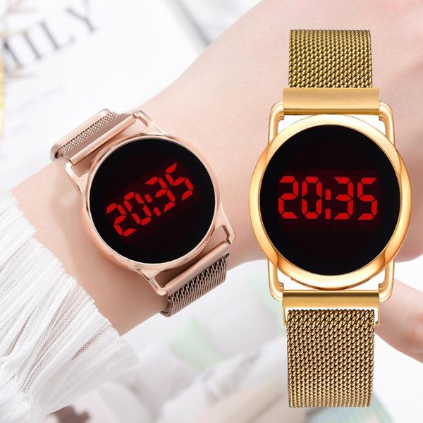 wristwatches rose gold women's watches luxury electronic watch led round screen stainless steel strap fashion clock gift montre femm, Slivery;brown
wristwatches rose gold women's watches luxury electronic watch led round screen stainless steel strap fashion clock gift montre femm, Slivery;brown