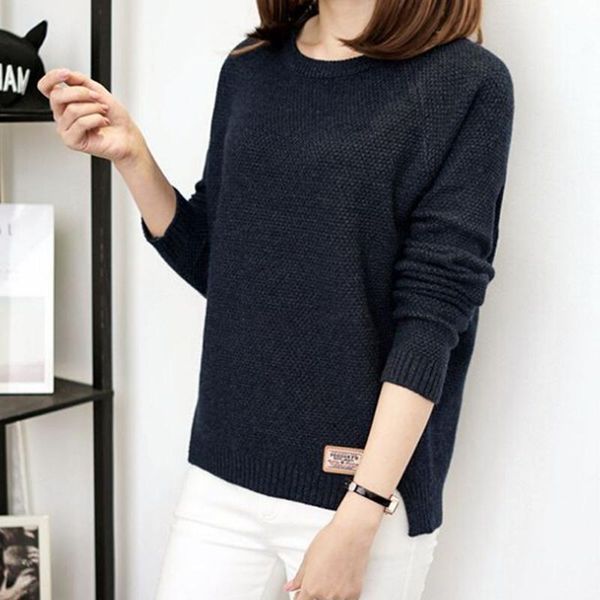 women long sleeve pull femme sweaters pullovers autumn winter solid pullover female casual knitted sweater 1pc women's, White;black
women long sleeve pull femme sweaters pullovers autumn winter solid pullover female casual knitted sweater 1pc women's, White;black