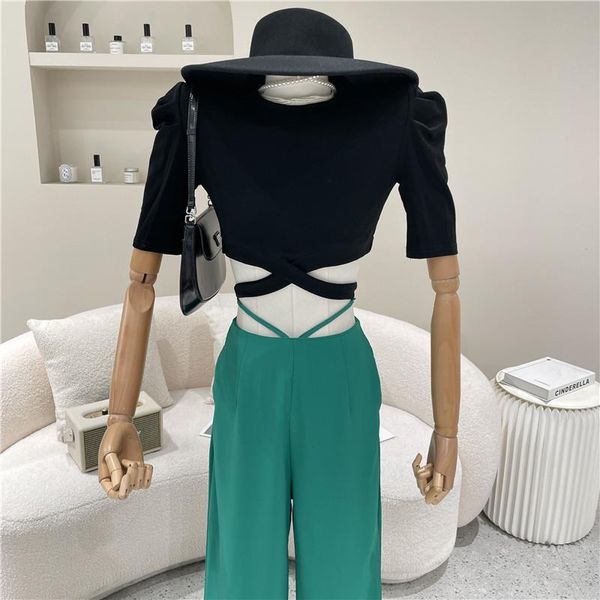 women's t-shirt clothing summer 2021 niche design fashion tight puff sleeve cross, White
women's t-shirt clothing summer 2021 niche design fashion tight puff sleeve cross, White