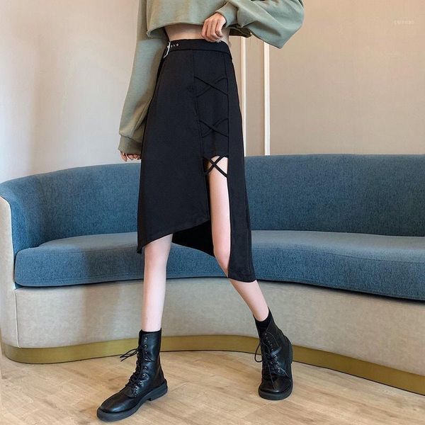 irregular large skirt 2021 spring design bandage retro mid long side split black high waist slim skirts
irregular large skirt 2021 spring design bandage retro mid long side split black high waist slim skirts
