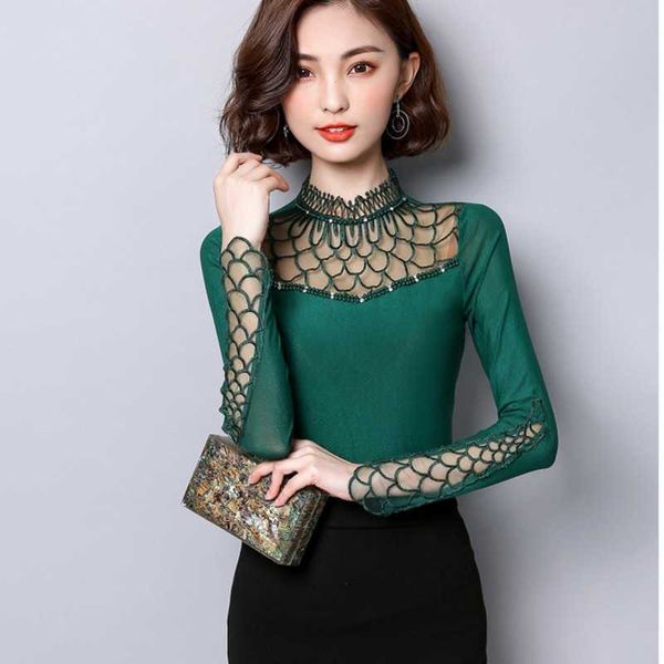women mesh spring long sleeved fashion casual hollow out lace plus size women shirt blusas 210601, White
women mesh spring long sleeved fashion casual hollow out lace plus size women shirt blusas 210601, White