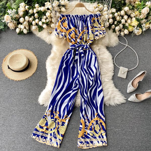 pants women retro print jumpsuits korean slash neck short sleeve lace up summer off shoulder boho long rompers, White
pants women retro print jumpsuits korean slash neck short sleeve lace up summer off shoulder boho long rompers, White