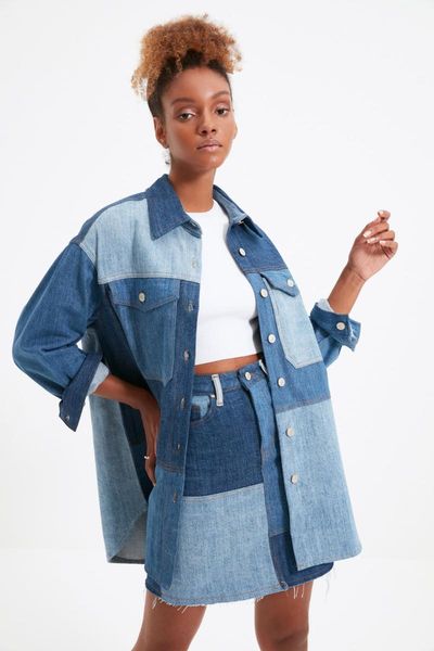 women's jackets trendyol with color block denim shirt jacket twoaw22ce0184, Black;brown
women's jackets trendyol with color block denim shirt jacket twoaw22ce0184, Black;brown