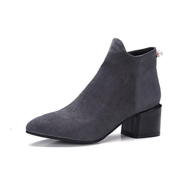 boots big size pointed thick heel ankle for women ladies shoes woman winter 5ccu, Black