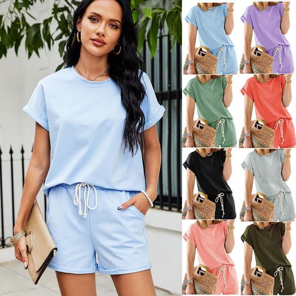 women's tracksuits olomlb 2021 summer o throat with short mouwen and broek elastic tail bags women second-hand set loose casual belt, Gray 
women's tracksuits olomlb 2021 summer o throat with short mouwen and broek elastic tail bags women second-hand set loose casual belt, Gray