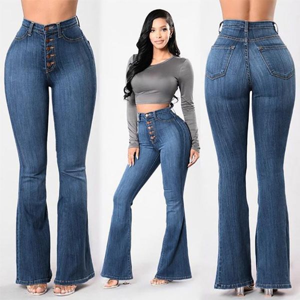 women's jeans autumn women denim flared button high waist elastic pocket pants casual ladies skinny boot plus size #g2, Blue
women's jeans autumn women denim flared button high waist elastic pocket pants casual ladies skinny boot plus size #g2, Blue
