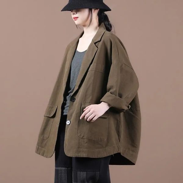 johnature women vintage suit jacket solid color cotton blend turn-down collar spring japan style button pockets coats 210521, White;black
johnature women vintage suit jacket solid color cotton blend turn-down collar spring japan style button pockets coats 210521, White;black