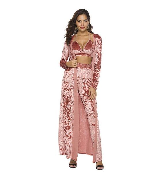 women's jumpsuits & rompers 2021 luxury korean velvet long sleeve coat set with spahetti straps omen club wear 3 piece party suit match, Black;white
women's jumpsuits & rompers 2021 luxury korean velvet long sleeve coat set with spahetti straps omen club wear 3 piece party suit match, Black;white