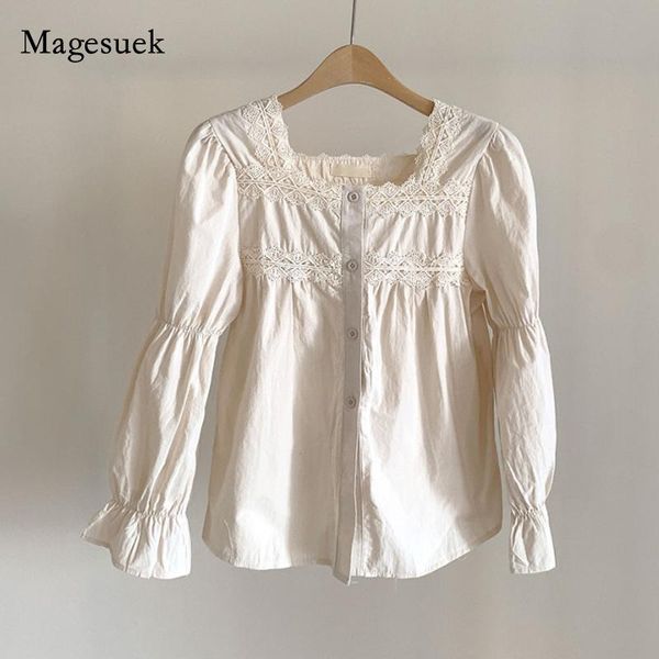 women's blouses & shirts korea crochet lace splicing shirt spring square neck puff sleeve women blouse fashion solid slim elegant ladie, White
women's blouses & shirts korea crochet lace splicing shirt spring square neck puff sleeve women blouse fashion solid slim elegant ladie, White